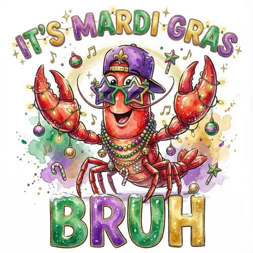 Mardi Gras Crawfish Santa Bruh Illustration
