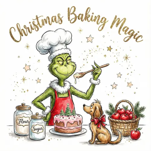 Whimsical Christmas Baking Illustration