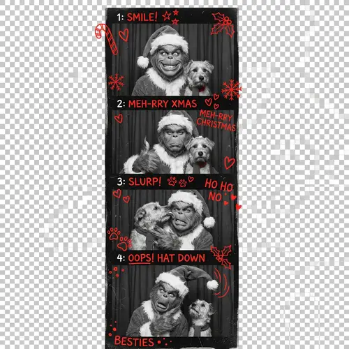 Silly Grinch Holiday Selfies Photo Booth Strip