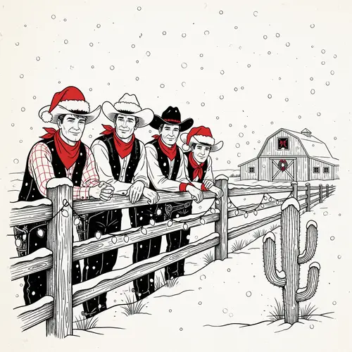Vintage Cowboy Christmas Illustration