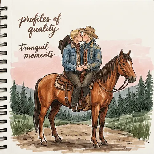 Cowboys in Love: Tranquil Moments Illustration