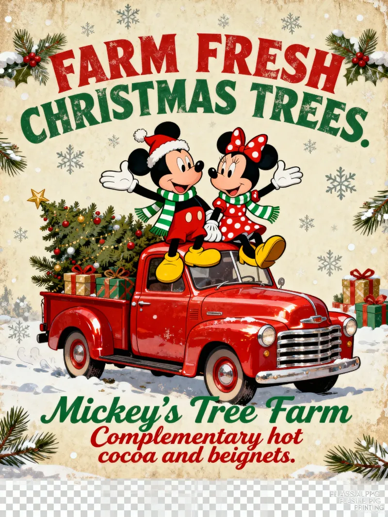 Mickey & Minnie Vintage Christmas Truck Artwork Mickey & Minnie Vintage Christmas Truck Artwork