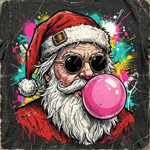 Edgy Retro Grunge Santa T-Shirt Design