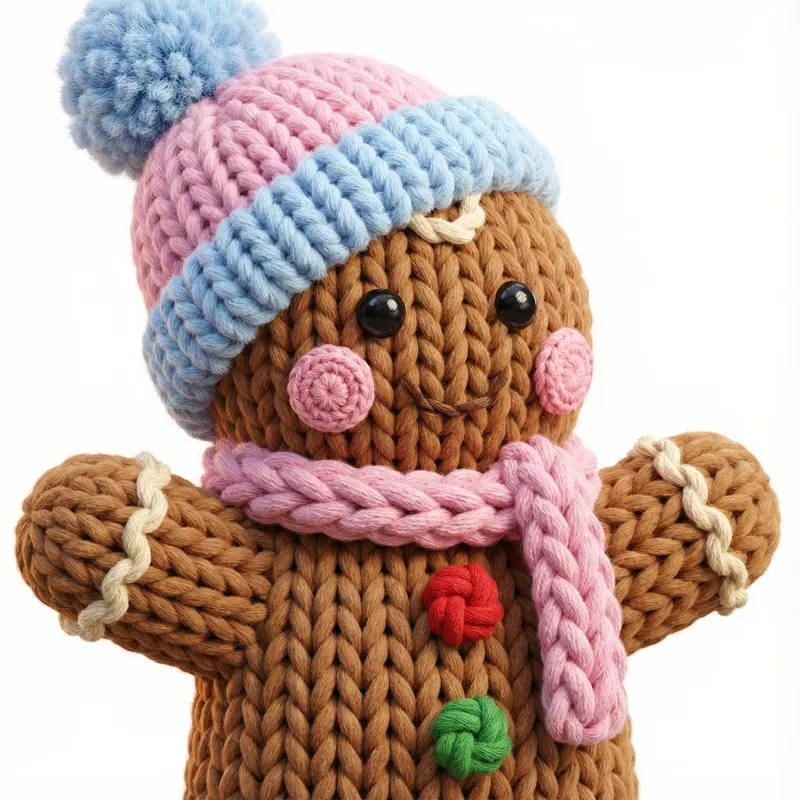 Adorable Chunky Knitted Gingerbread Character