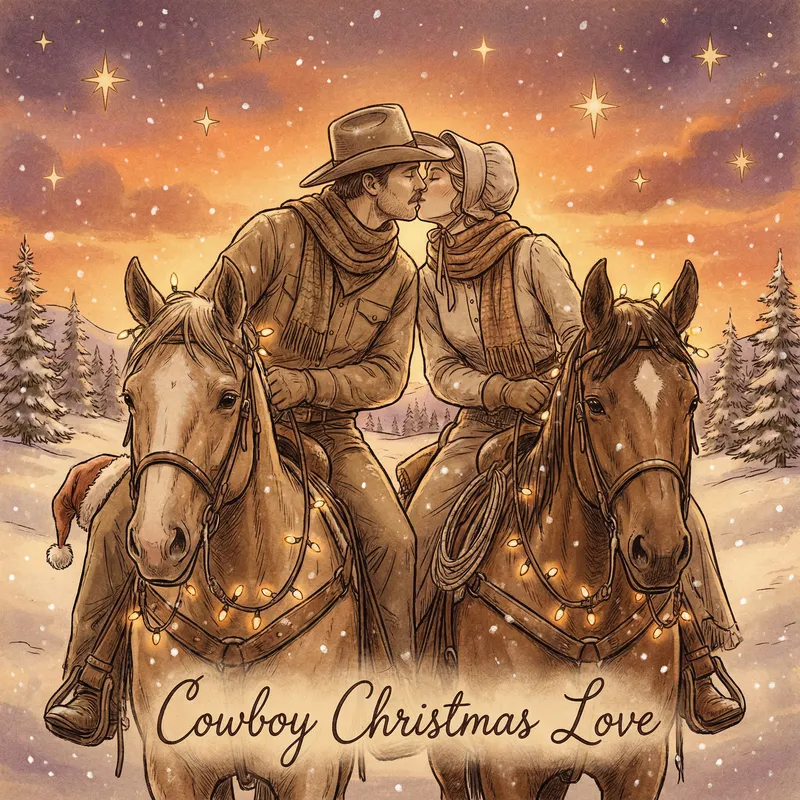 Cozy Cowboy Christmas Illustration
