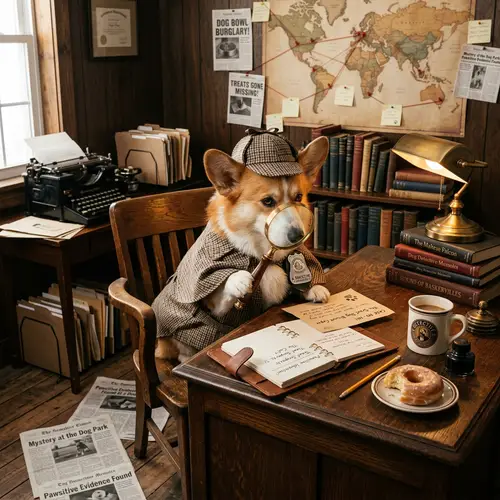 Corgi Detective - Adorable Dog Solving Clues