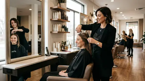 Confident Hairstylist in Elegant Modern Salon