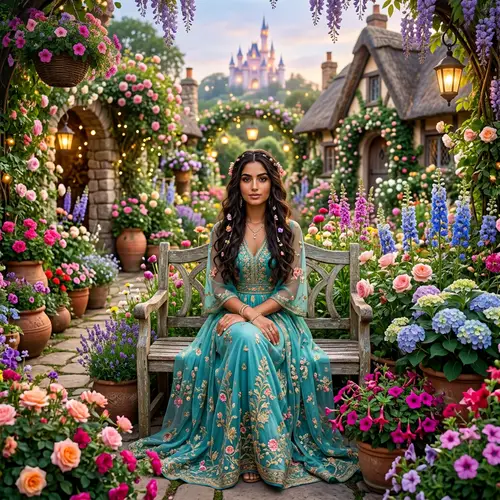 Enchanting Fairytale World with Colorful Flowers: Instagram Background
