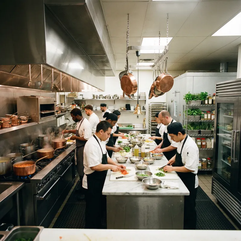 Explore a Bustling Restaurant Kitchen Layout