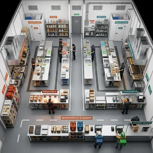 Efficient Cloud Kitchen Layout for Two Restaurant Brands