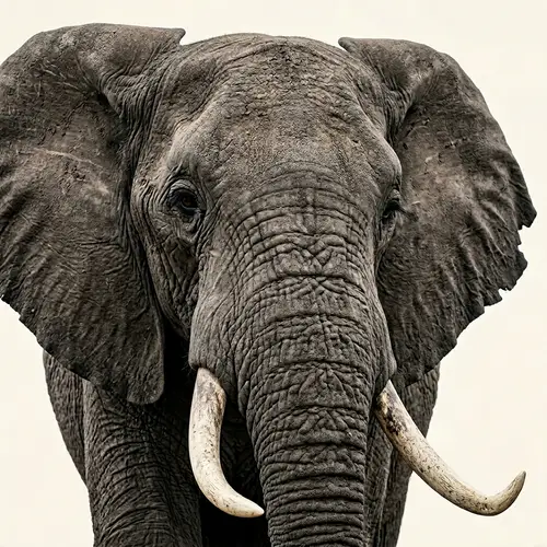 Full Face of a Majestic Elephant