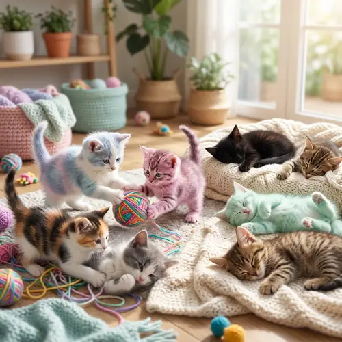 Playful and Colorful Kittens: Joyful Scenes of Frolicking Fur-babies