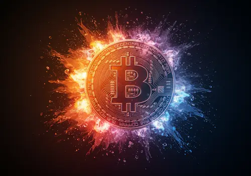 Bitcoin Explosion: A Vivid Abstract Representation