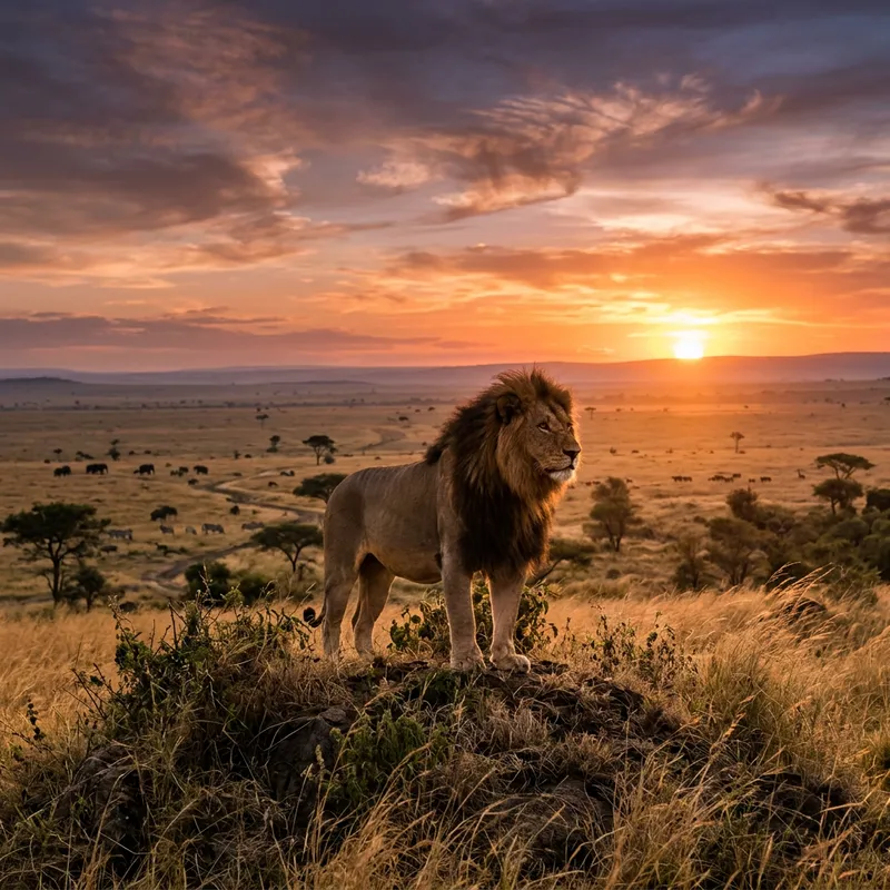 Majestic Lion Gazing into the Horizon - Wildlife Photography Majestic Lion Gazing into the Horizon - Wildlife Photography