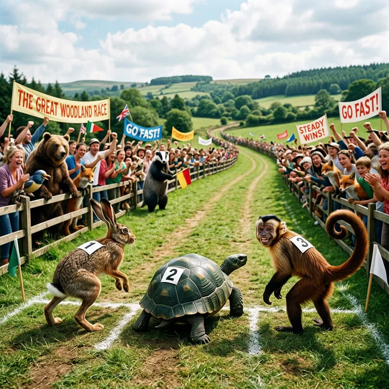 Exciting Animal Race: Hare vs Tortoise vs Monkey