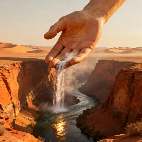 Surreal Desert Landscape with Flowing River