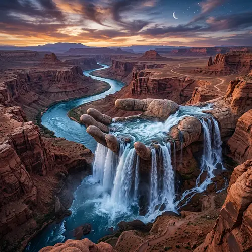 Surreal Desert Landscape with Flowing River