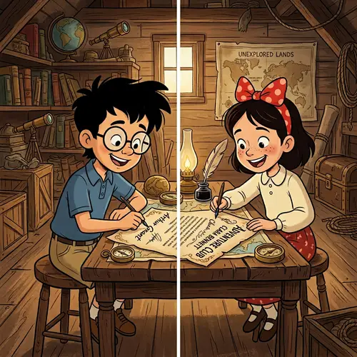 Adventure Awaits: Kids Signing in an Old Attic