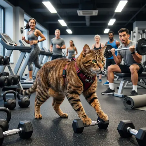 Muscular Gym Cat Inspires Fitness Motivation