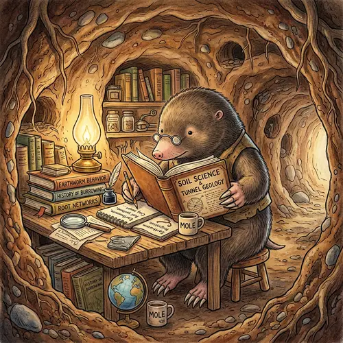 Studying Mole: A Cute Illustration
