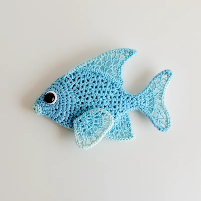 Crocheted Flat Angel Fish Figure - Lace Scales