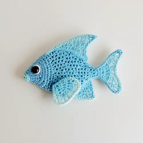 Crocheted Flat Angel Fish Figure - Lace Scales
