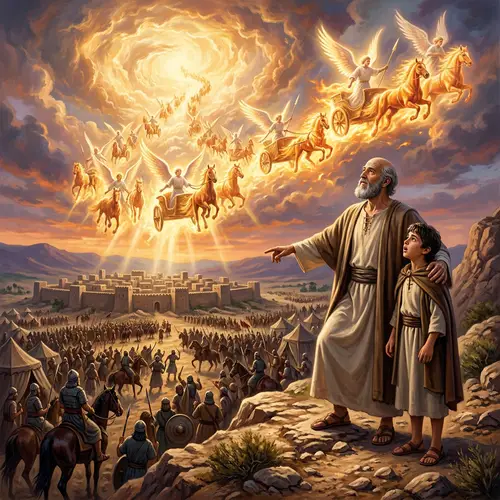 Elisha and Angel Chariots: Divine Intervention Scene