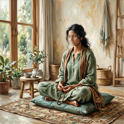 Tranquil South Asian Woman in Meditation Pose | Zen-inspired Retreat