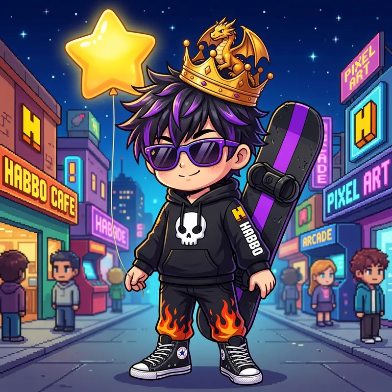 Chibi Anime Character with Dragon Crown & Snowboard