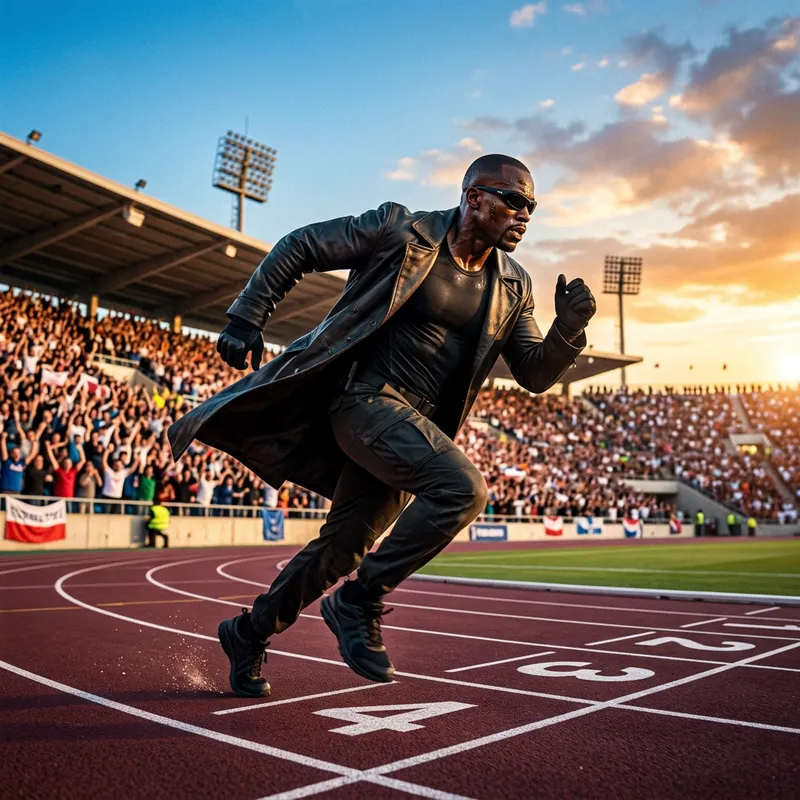 Blade Sprinting on Running Track - Vampire Hunter Character