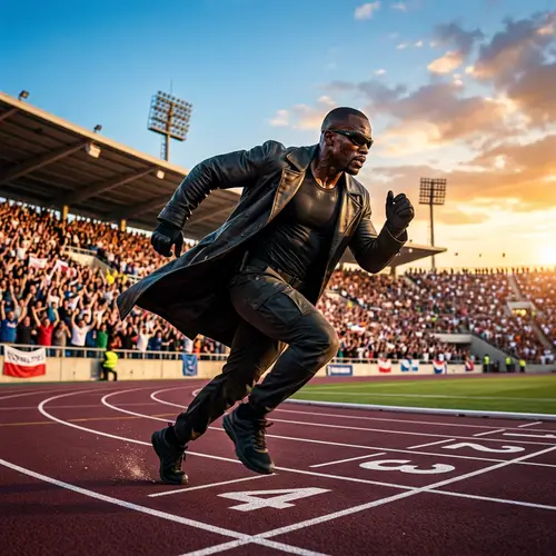 Blade Movie Character Sprinting on Running Track