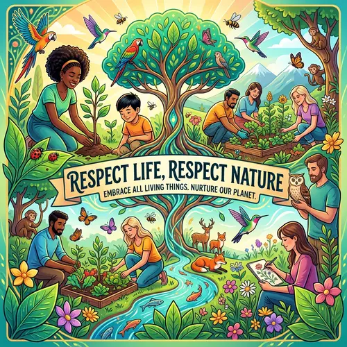 Respect Life and Nature: A Vibrant Poster Art