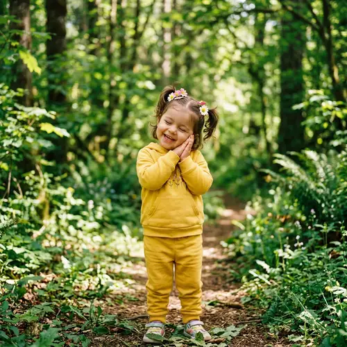 Joyful Two-Year-Old Hispanic Girl with Pigtails in Vibrant Yellow Tracksuit