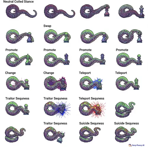 Vibrant Tentacle Pixel Art Sprite Sheet for Games