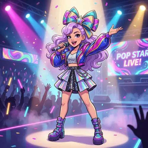 Fashionable Music Performer Cartoon Character | Unique Style