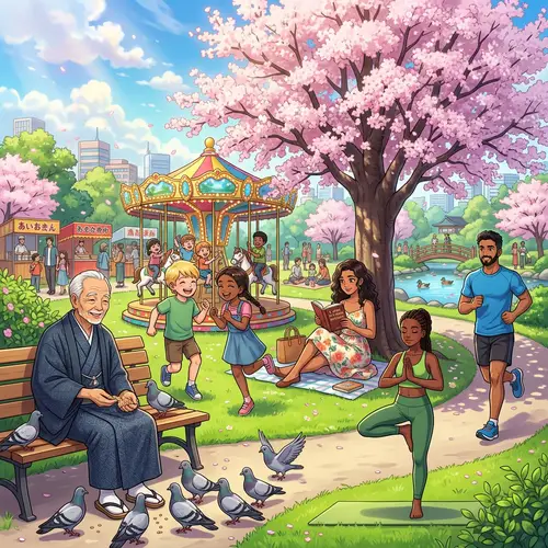 Diverse Anime Park Gathering | Harmonious Scene of Cultures