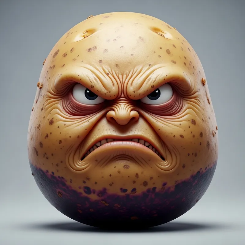 Angry Potato Face: Unique Potato Art Angry Potato Face: Unique Potato Art
