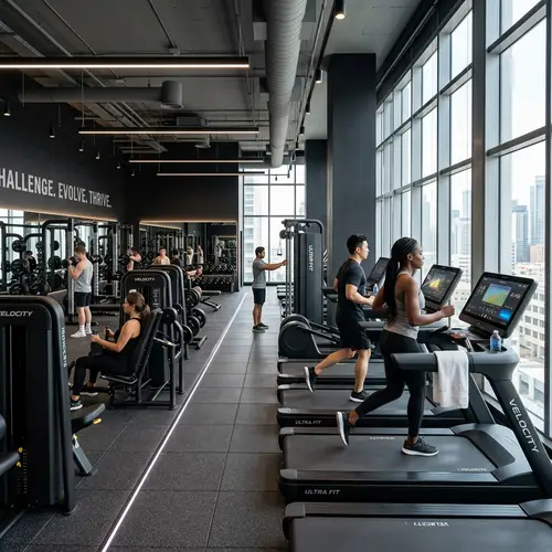 Cutting-Edge Gym Interior with Futuristic Fitness Equipment