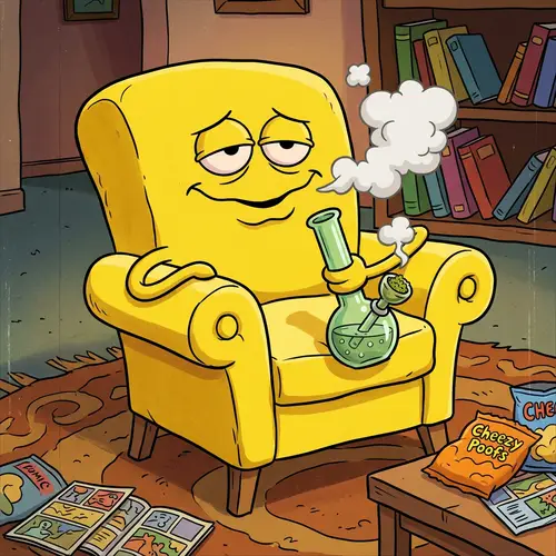 Simpson-Style Cartoon Armchair Smoking Bong