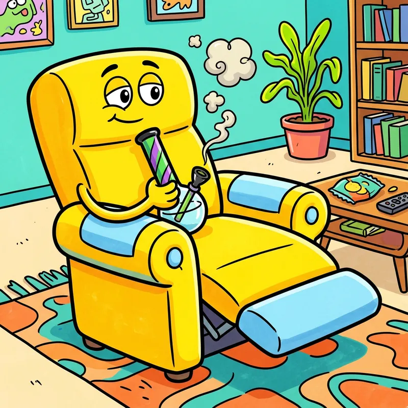 Simpson Cartoon Reclining Chair Smoking a Bong
