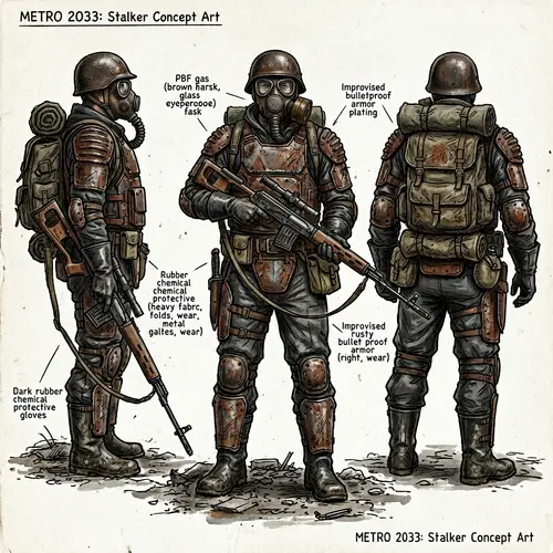 Metro 2033 Character Concept Art | Old Illustration Style