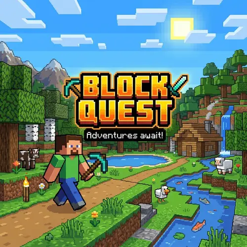 Pixelated Minecraft Logo with Animated Background