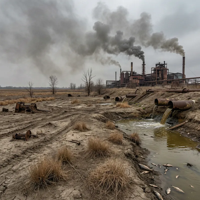 Degraded Landscape: Overgrazing & Pollution Impact Degraded Landscape: Overgrazing & Pollution Impact