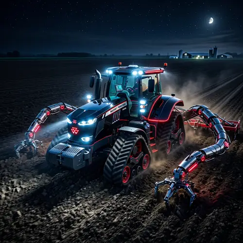 Futuristic Massey Ferguson Agricultural Tractor with Red Details