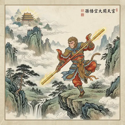 Monkey King Traditional Chinese Painting