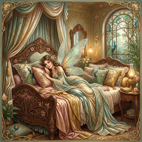 Elegant Fairy Art: Intricate Art Nouveau Style Painting