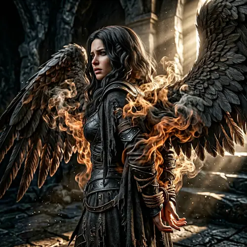 Magnificent Dark Angel Artwork - Hyperrealistic Fantasy Concept