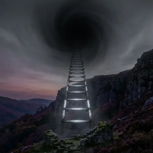 Ethereal Ladder Vanishing into Infinite Void | Supernatural Scene