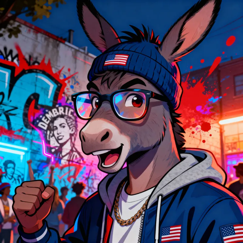 Youthful Voter & Democratic Donkey Illustration