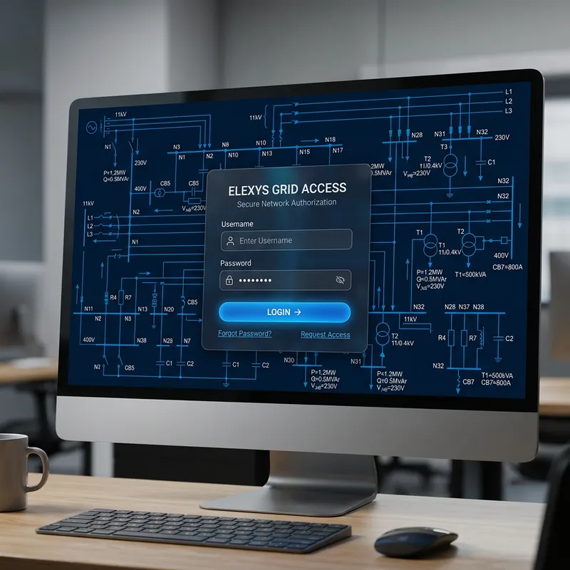 Login Screen with Electrical Network Diagram